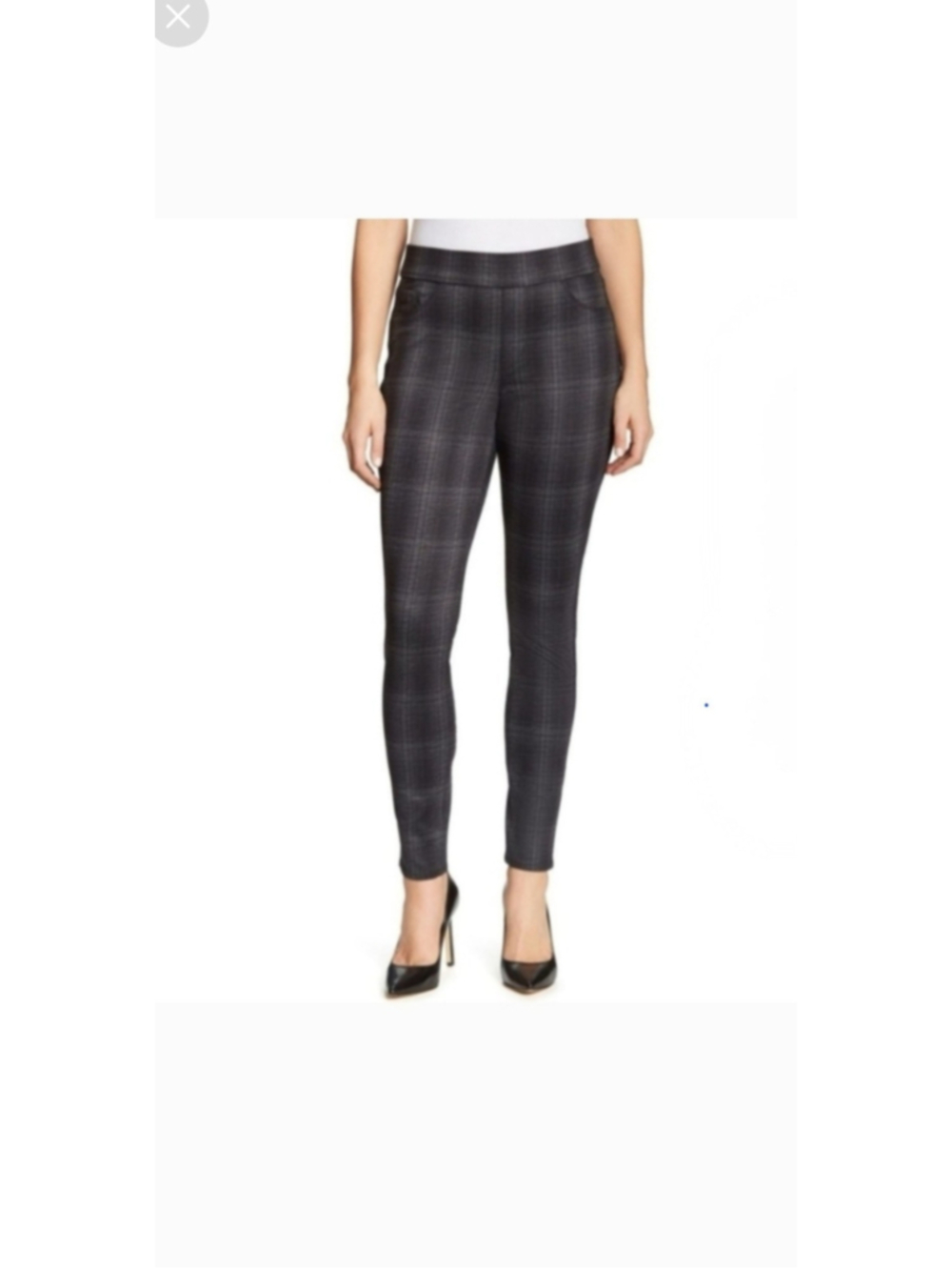 Nine West Heidi Pull-On Skinny Pant Size 8 Black Grey Houndstooth